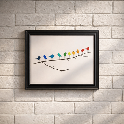Wanddecoratie Glazen Vogels Drijfhout Handgemaakt Interieurkunst