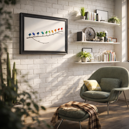 Wanddecoratie Glazen Vogels Drijfhout Handgemaakt Interieurkunst