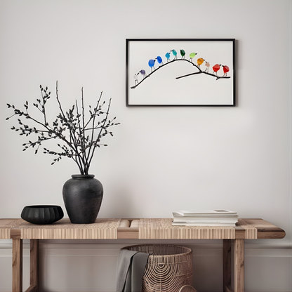 Wanddecoratie Glazen Vogels Drijfhout Handgemaakt Interieurkunst