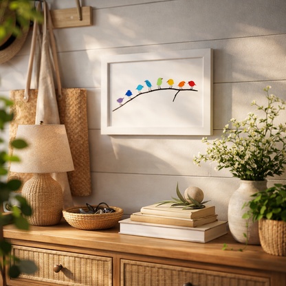 Wanddecoratie Glazen Vogels Drijfhout Handgemaakt Interieurkunst