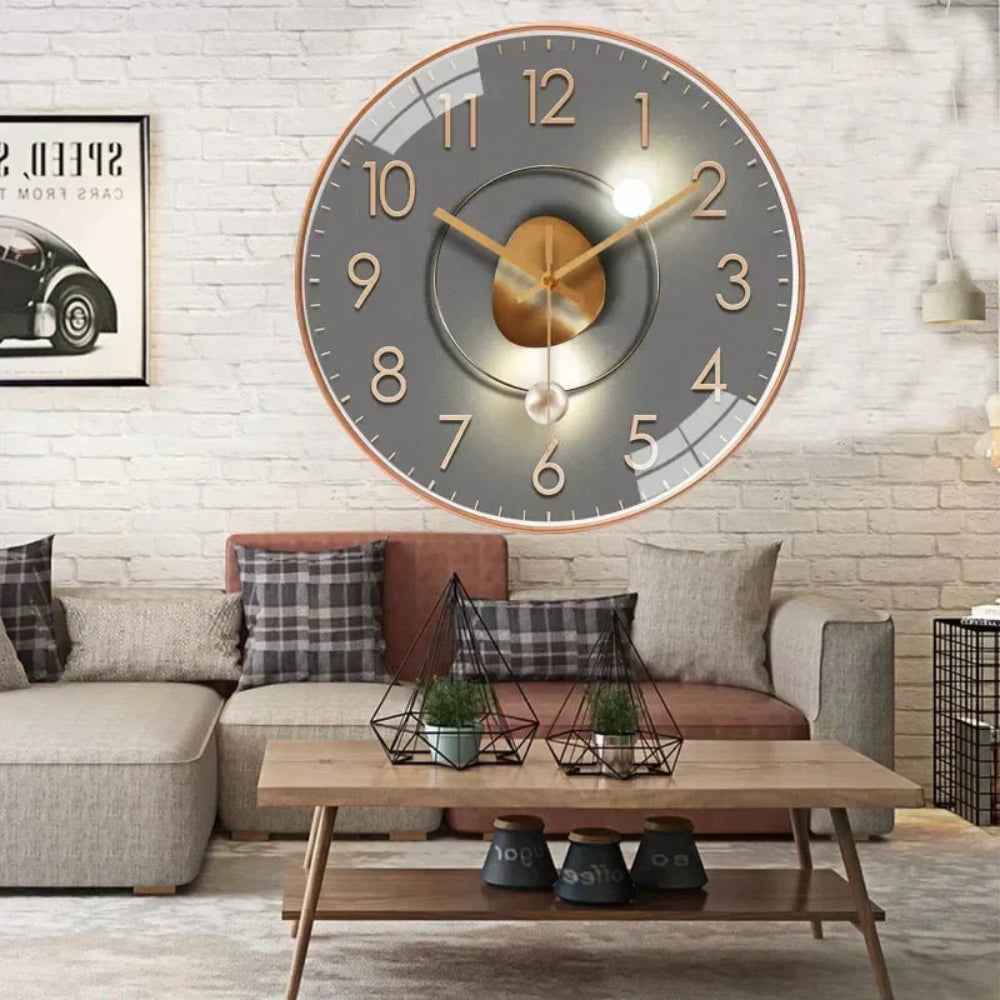 Wandklok Modern Stil Rond Glas Design