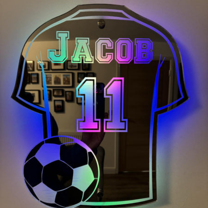 Wandlamp Voetbalshirt Gepersonaliseerd Acryl LED Nachtlamp
