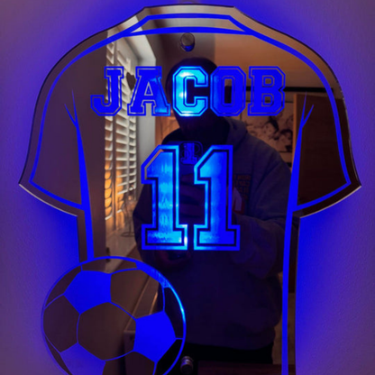 Wandlamp Voetbalshirt Gepersonaliseerd Acryl LED Nachtlamp