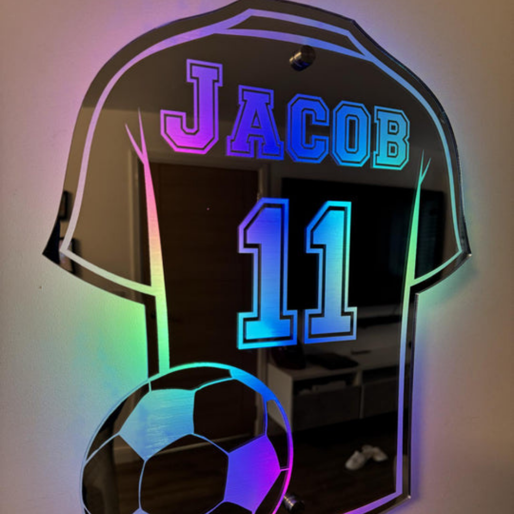 Wandlamp Voetbalshirt Gepersonaliseerd Acryl LED Nachtlamp