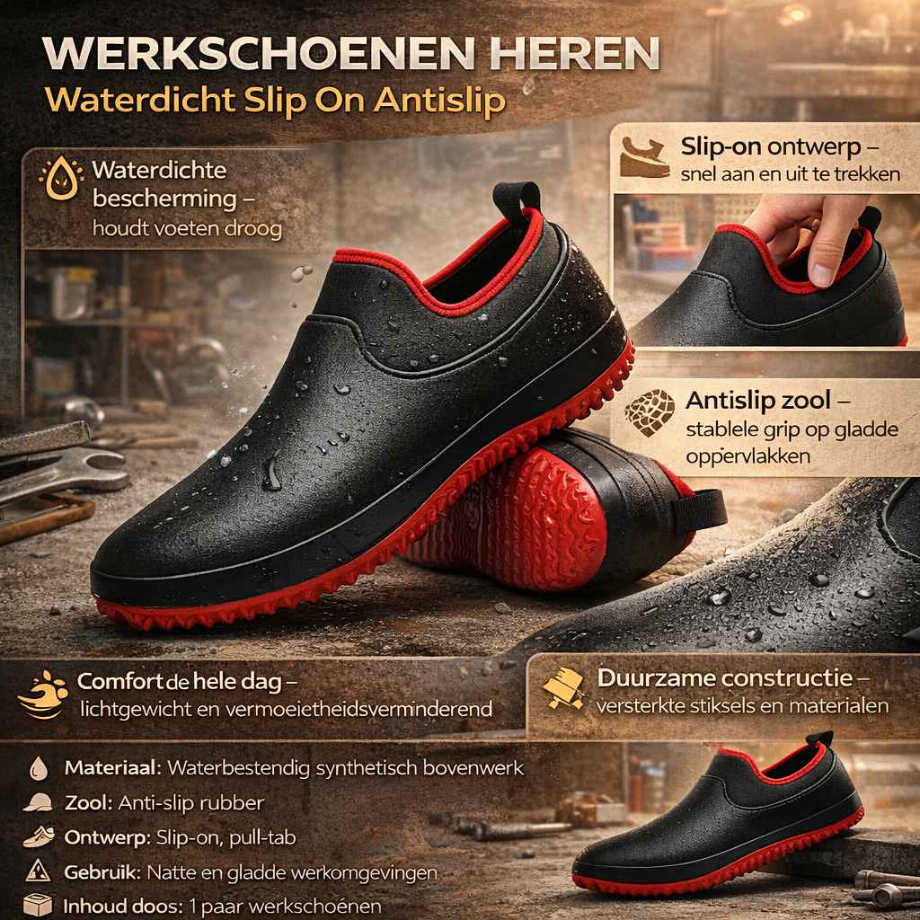 Werkschoenen Heren Waterdicht Slip On Antislip