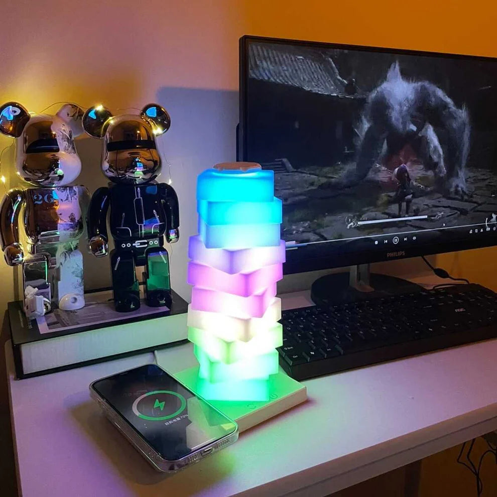 Twistbare Lichtzuil Tafellamp met Draadloze Oplader