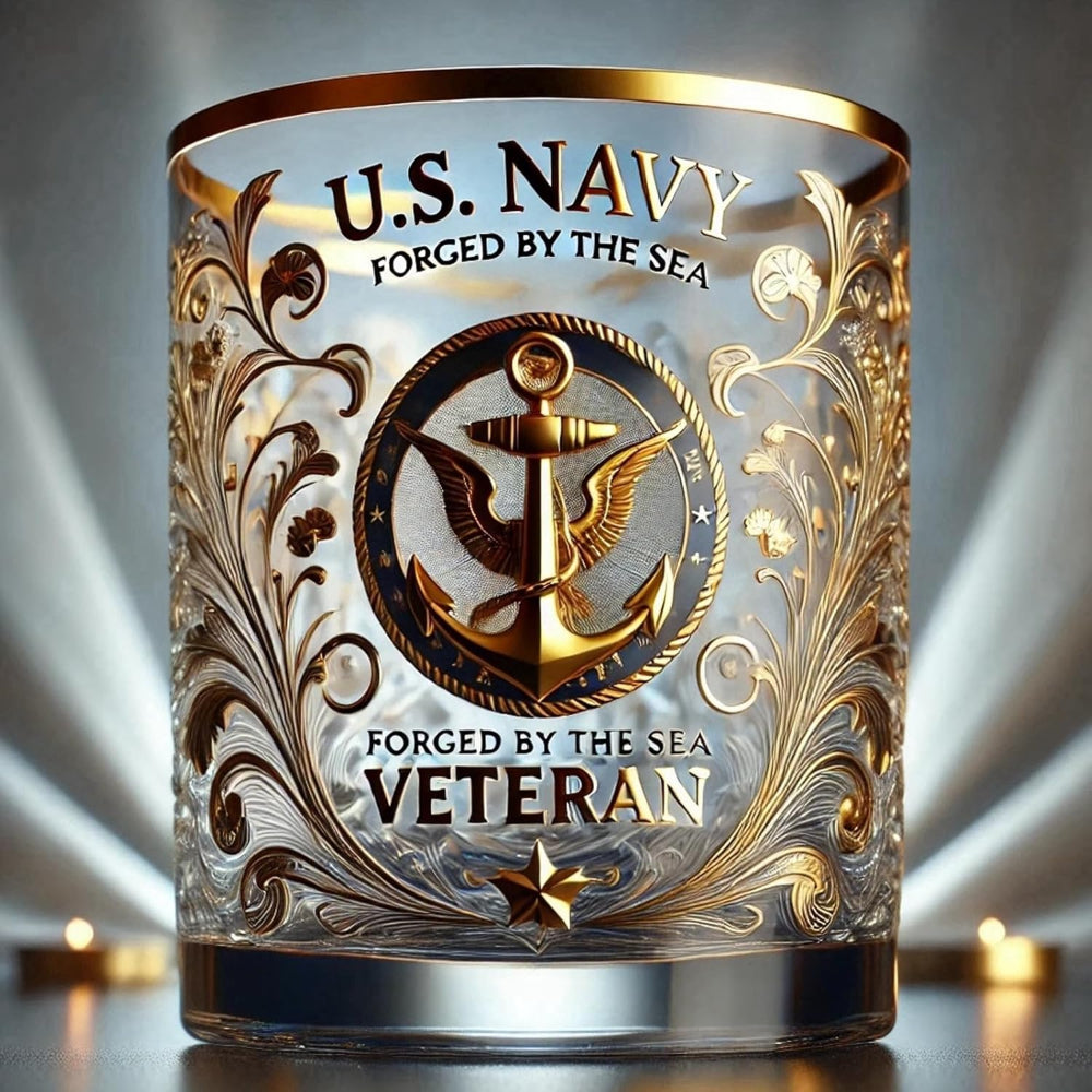 Whiskey Glas Veteranen Tribute Goud Reliëf Drinkglas