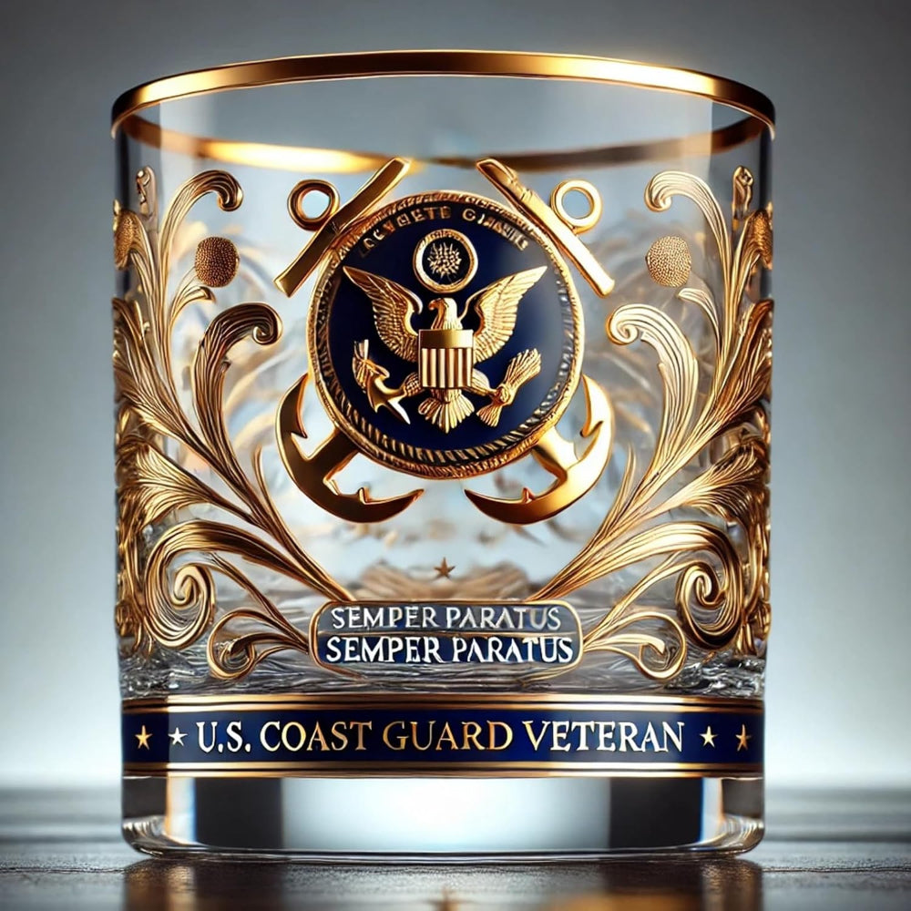 Whiskey Glas Veteranen Tribute Goud Reliëf Drinkglas