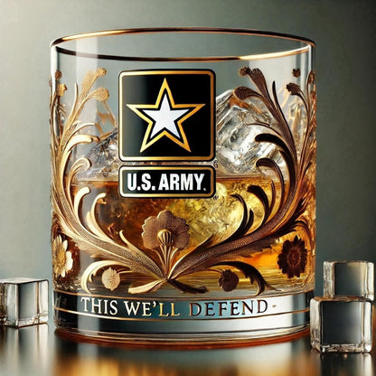 Whiskey Glas Veteranen Tribute Goud Reliëf Drinkglas