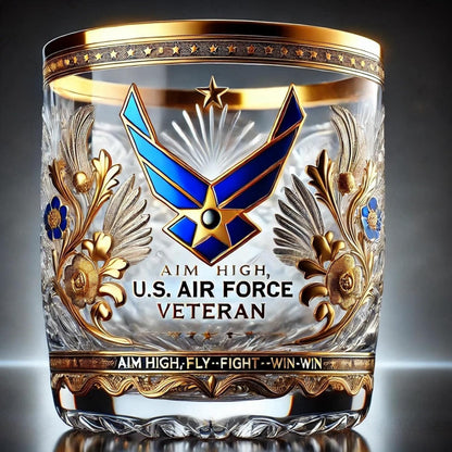 Whiskey Glas Veteranen Tribute Goud Reliëf Drinkglas
