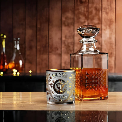Whiskey Glas Veteranen Tribute Goud Reliëf Drinkglas