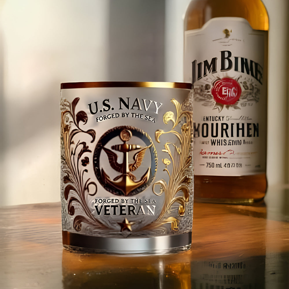 Whiskey Glas Veteranen Tribute Goud Reliëf Drinkglas