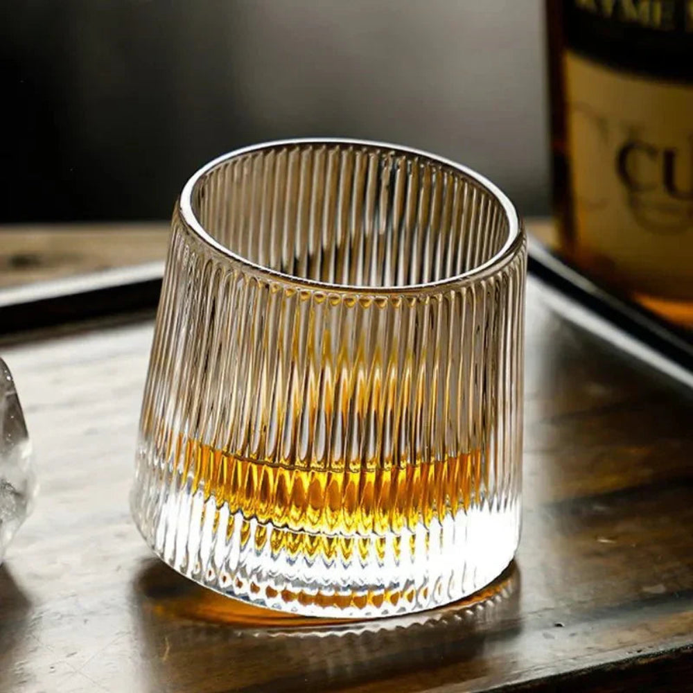 Whiskyglas Whisky Glazen Geribbeld Kristal Roterend Design