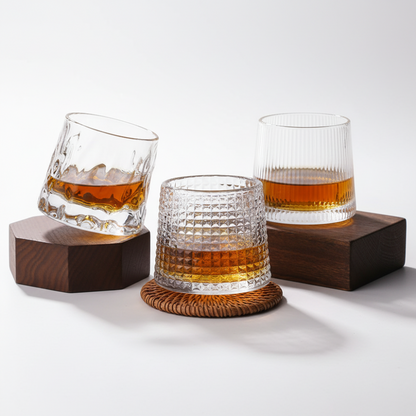 Whiskyglas Whisky Glazen Geribbeld Kristal Roterend Design