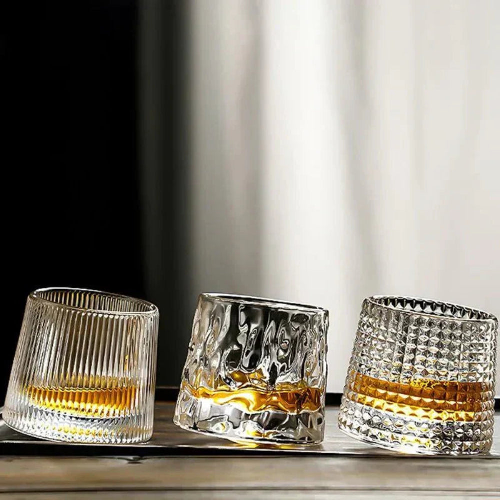 Whiskyglas Whisky Glazen Geribbeld Kristal Roterend Design