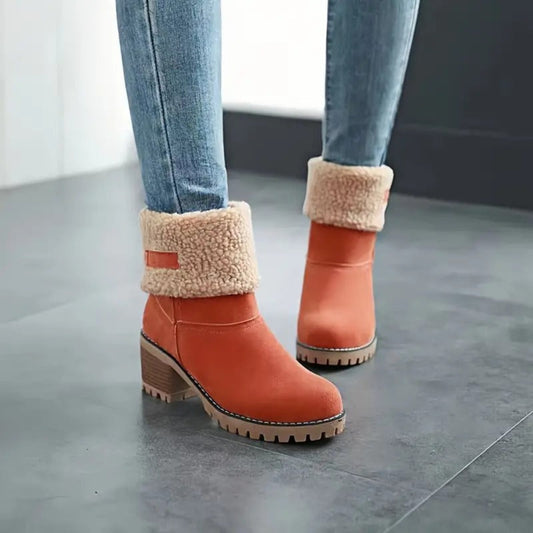 Winterlaarzen Dames Lage Hak Antislip PU Comfort