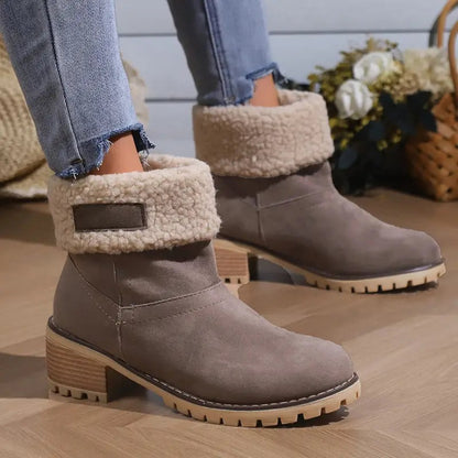 Winterlaarzen Dames Lage Hak Antislip PU Comfort