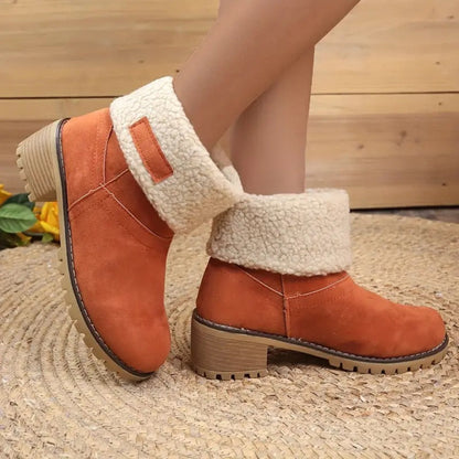 Winterlaarzen Dames Lage Hak Antislip PU Comfort
