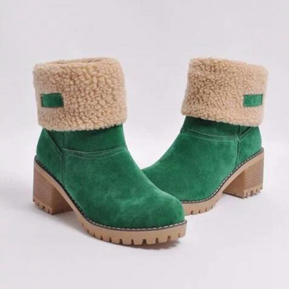 Winterlaarzen Dames Lage Hak Antislip PU Comfort