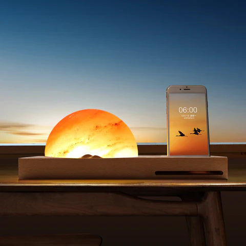 Zonsopgang Himalaya Zoutlamp met Draadloze Oplader