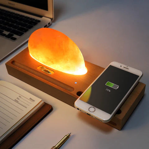 Zonsopgang Himalaya Zoutlamp met Draadloze Oplader