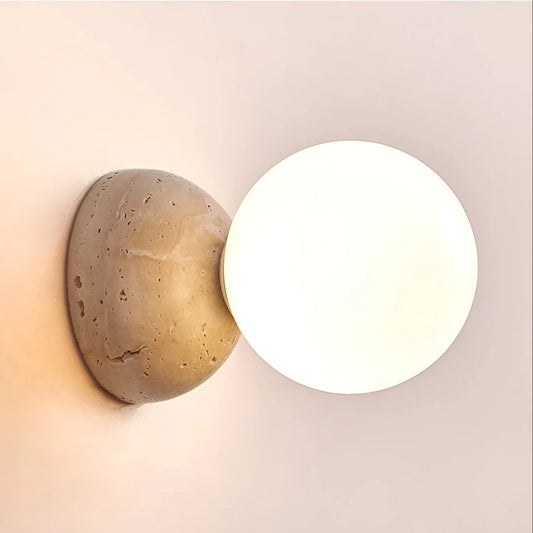 Moderne Travertin Ronde Glazen Wandlamp