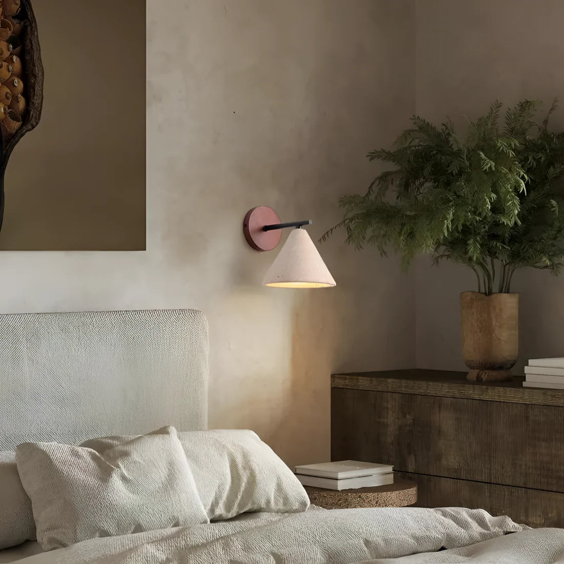 Gele Travertijn Kegel LED Wandlamp