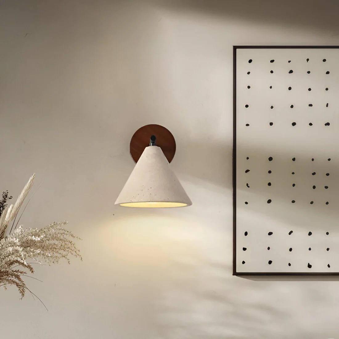 Gele Travertijn Kegel LED Wandlamp