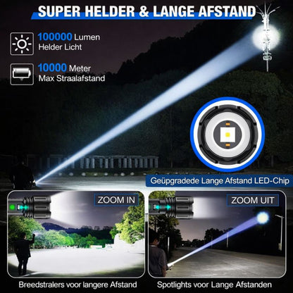 Zaklamp Oplaadbaar LED Tactisch Ultra Helder Voor Buiten Gebruik