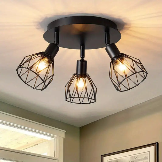 Industriële Stijl Retro Ijzer Drie Hoofd Roterende Plafondlamp
