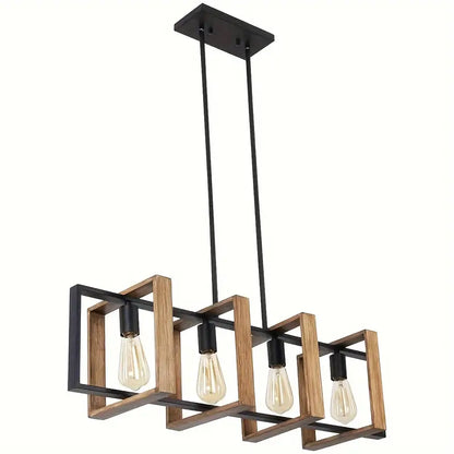 4-Lichts Moderne  Hangkroonluchter met Mat Zwarte Metalen Afwerking