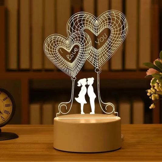 3D Nachtlamp voor Stellen – Romantische Sfeerverlichting voor Slaapkamer & Feestdagen