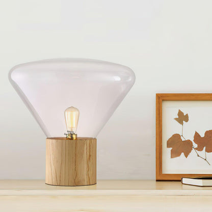 Stijlvolle Glas & Hout Combinatie Tafellamp