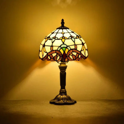 Antieke Glas-in-Lood Handgemaakt Tafellamp