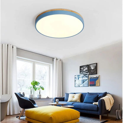 Houten Plafondlamp Flush Mount Rond