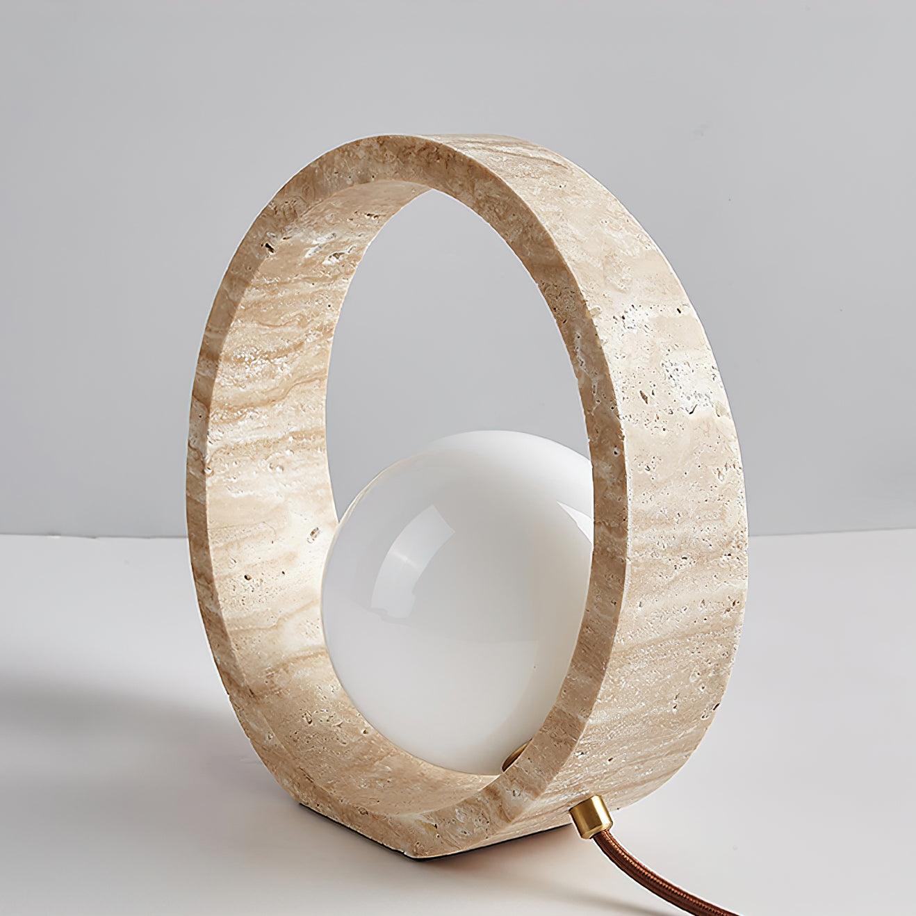 Q Circle Tafellamp 25 cm Natuurlijke Travertijn Elegantie