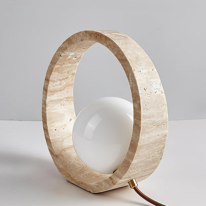 Q Circle Tafellamp 25 cm Natuurlijke Travertijn Elegantie