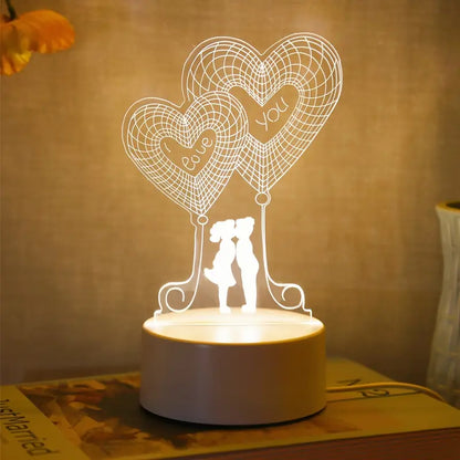 3D Nachtlamp voor Stellen – Romantische Sfeerverlichting voor Slaapkamer & Feestdagen