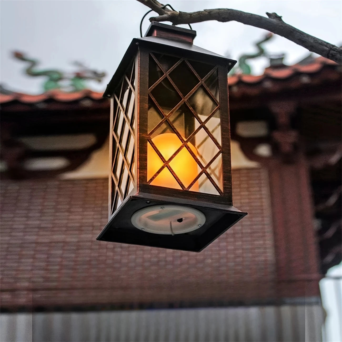 Solar Hanglamp met Ingebouwde LED Kaars – Creatieve Buitenverlichting