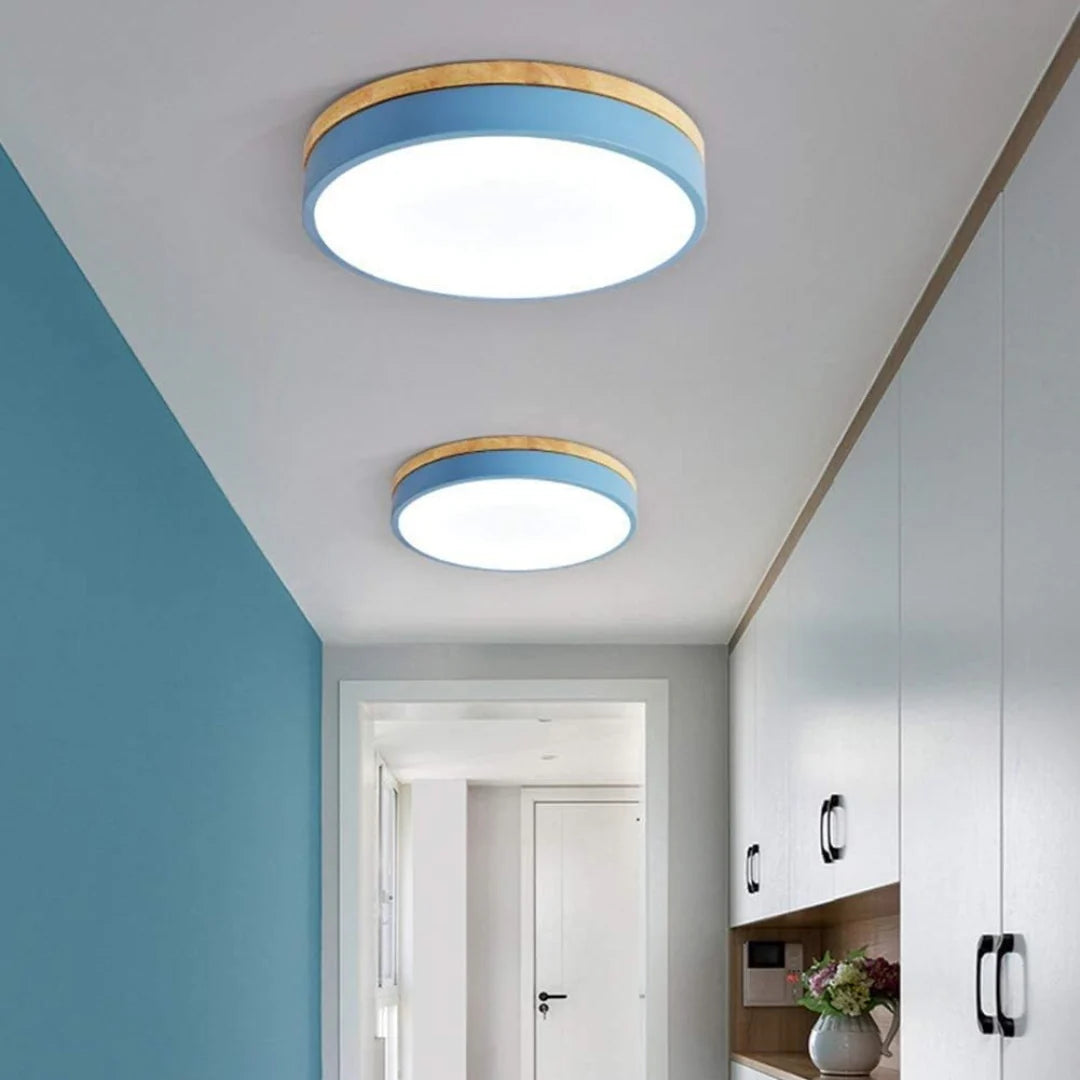 Houten Plafondlamp Flush Mount Rond