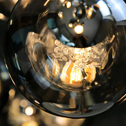 Moderne Sferische Hanglamp met Meervoudige Amber Glazen Bollen