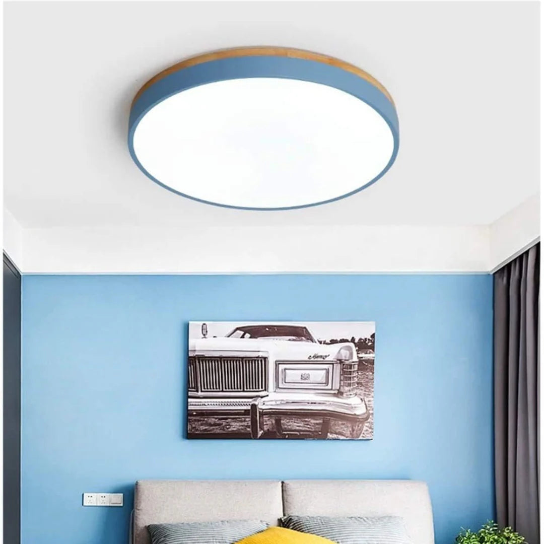 Houten Plafondlamp Flush Mount Rond