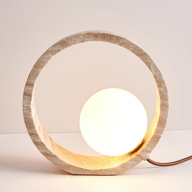 Q Circle Tafellamp 25 cm Natuurlijke Travertijn Elegantie