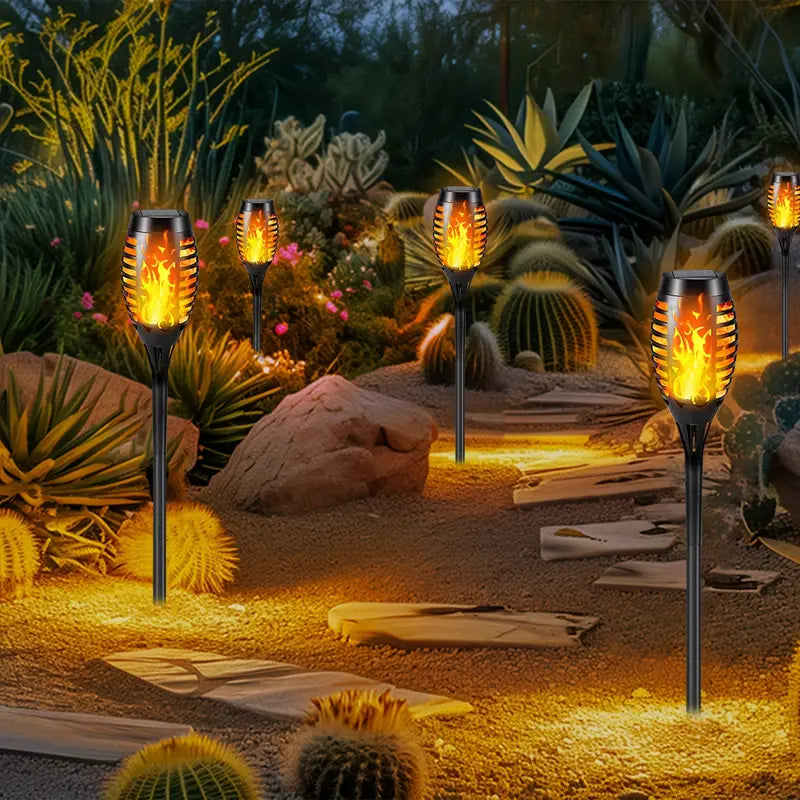 Solar LED Tuinlampen met Flikkerende Vlam – Set van 4/8/12 Stuks