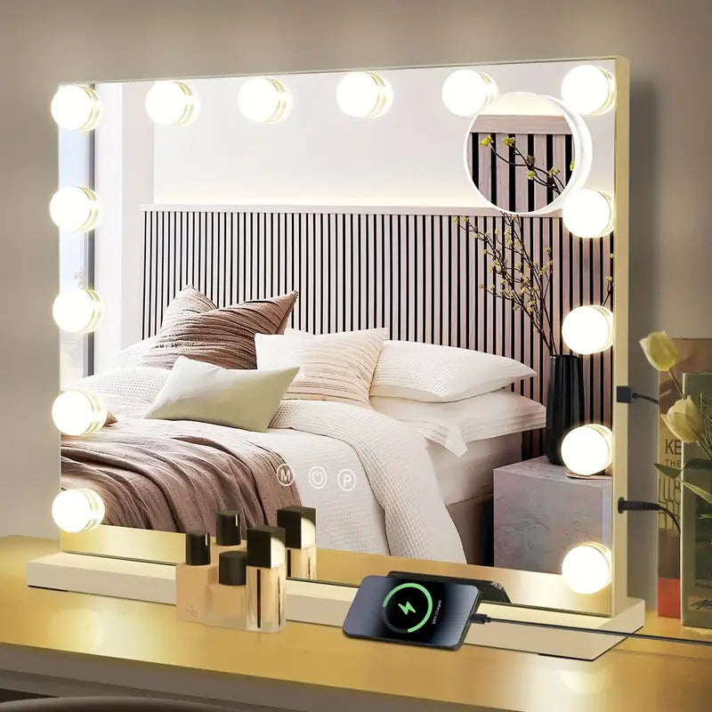 Hollywood Make-uplamp met Spiegel en USB-oplaadpoort – 58x46 cm