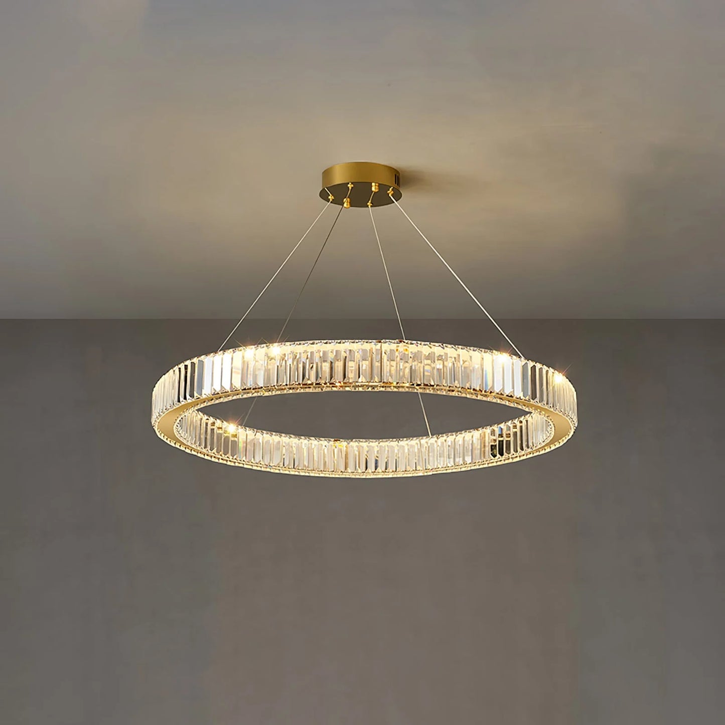 Ringvormige Hanglamp – Luxe Kristallen Kroonluchter  in Goud