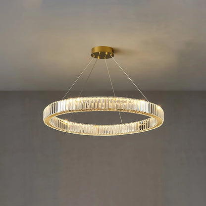 Ringvormige Hanglamp – Luxe Kristallen Kroonluchter  in Goud