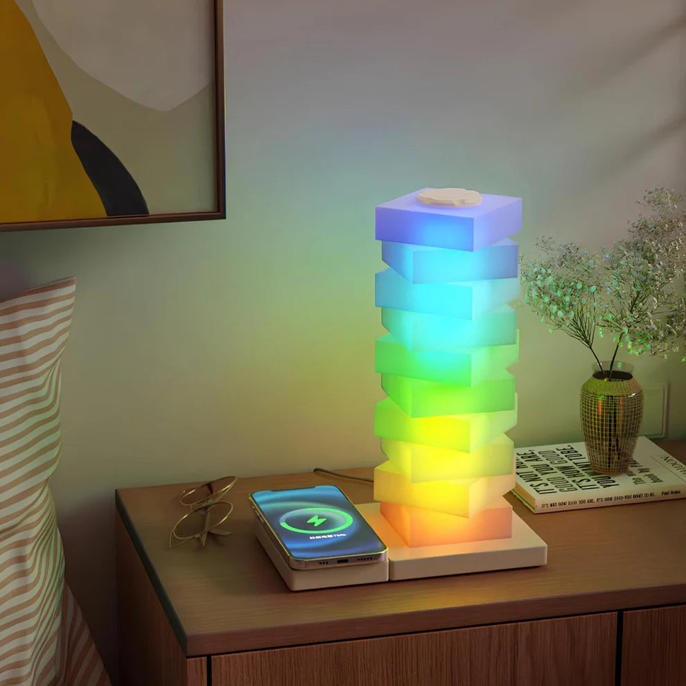 Twistbare Lichtzuil Tafellamp met Draadloze Oplader