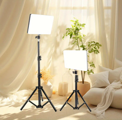 LumaGlow | Live Streaming Plat paneel Ringlamp met Statief en USB-Aansluiting