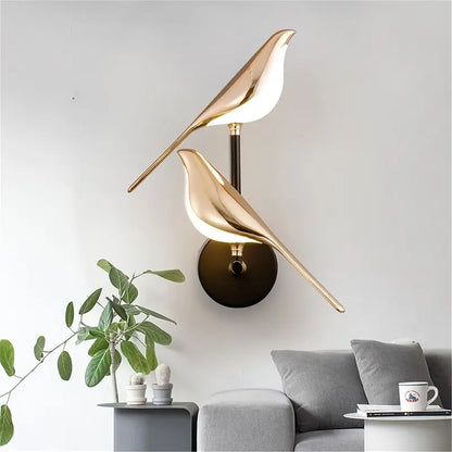Moderne LED Vogelontwerp Wandlamp met Metalen Afwerking